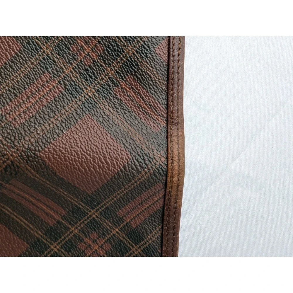 Vintage Polo Ralph Lauren Long Wallet Bifold Brown Tartan‎ Leather Checkbook